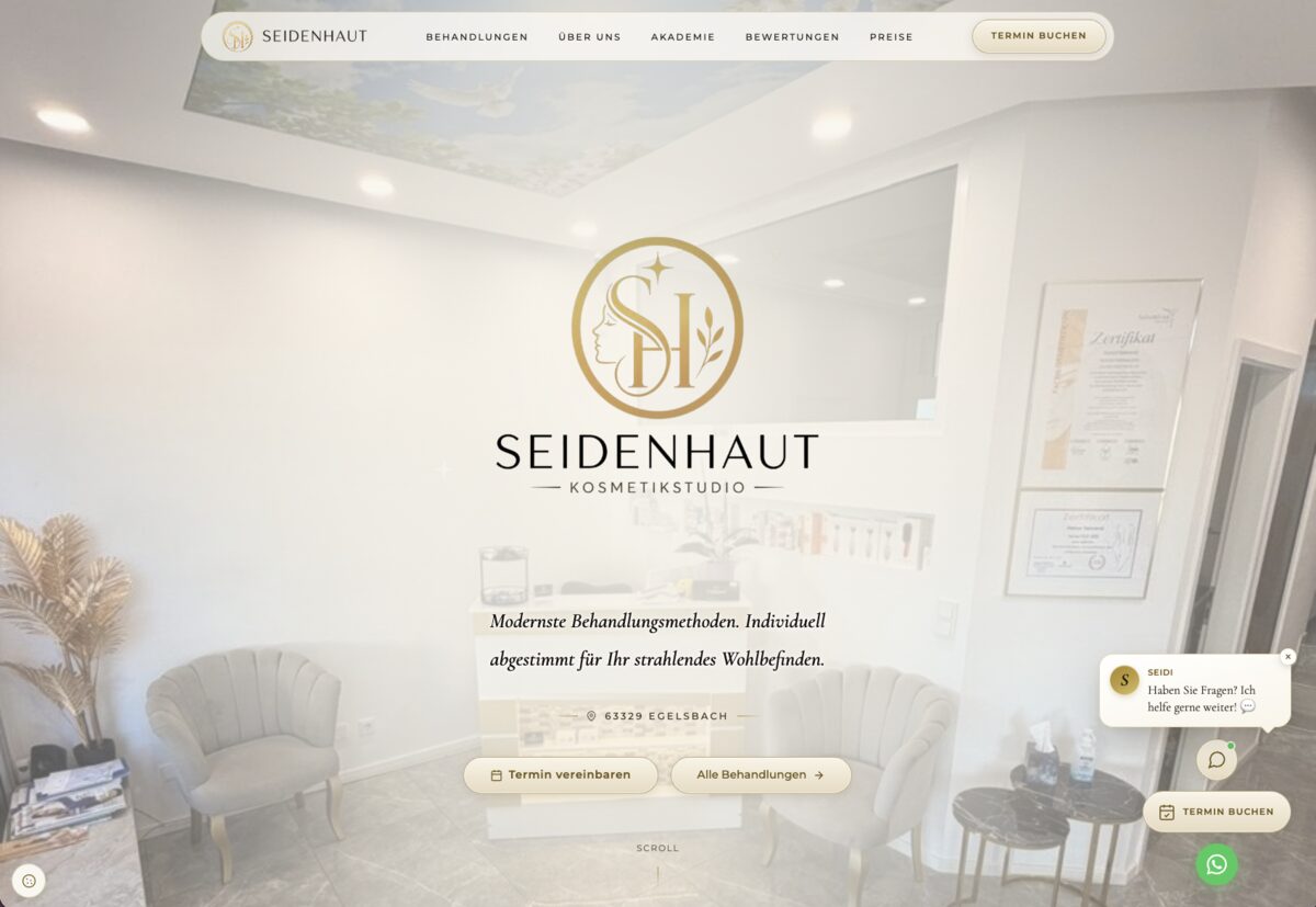 Website Seidenhaut Kosmetikstudio, Egelsbach